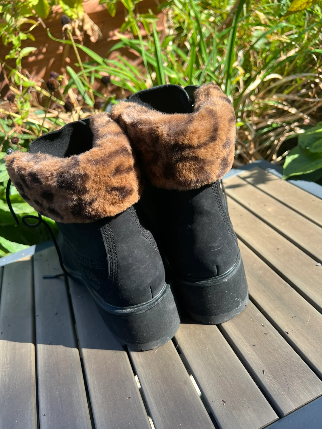 Timberland Black Suede Boots with Leopard Print Cuff - photo 3