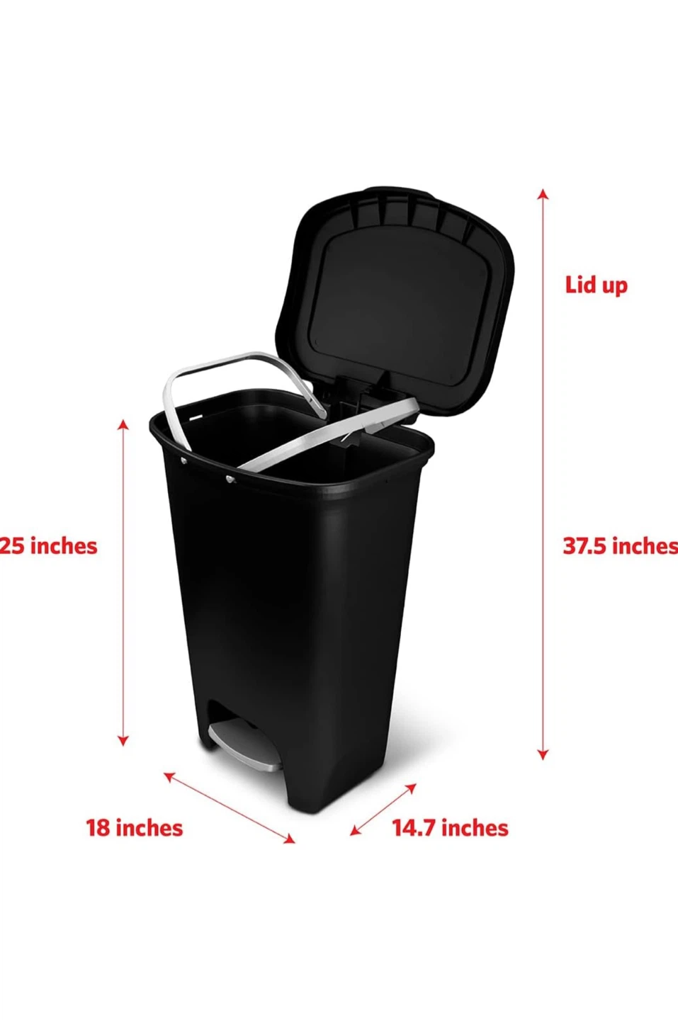 13 Gallon Black Step-On Trash Can - photo 3