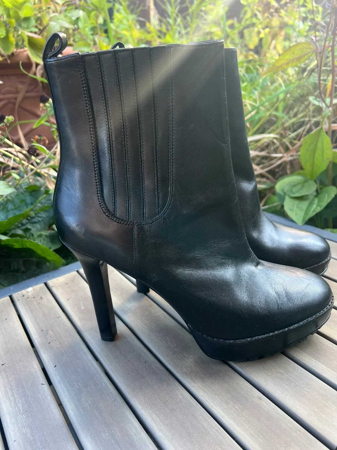 Michael Kors Black Leather Heel Boots - Size 9.5M thumbnail