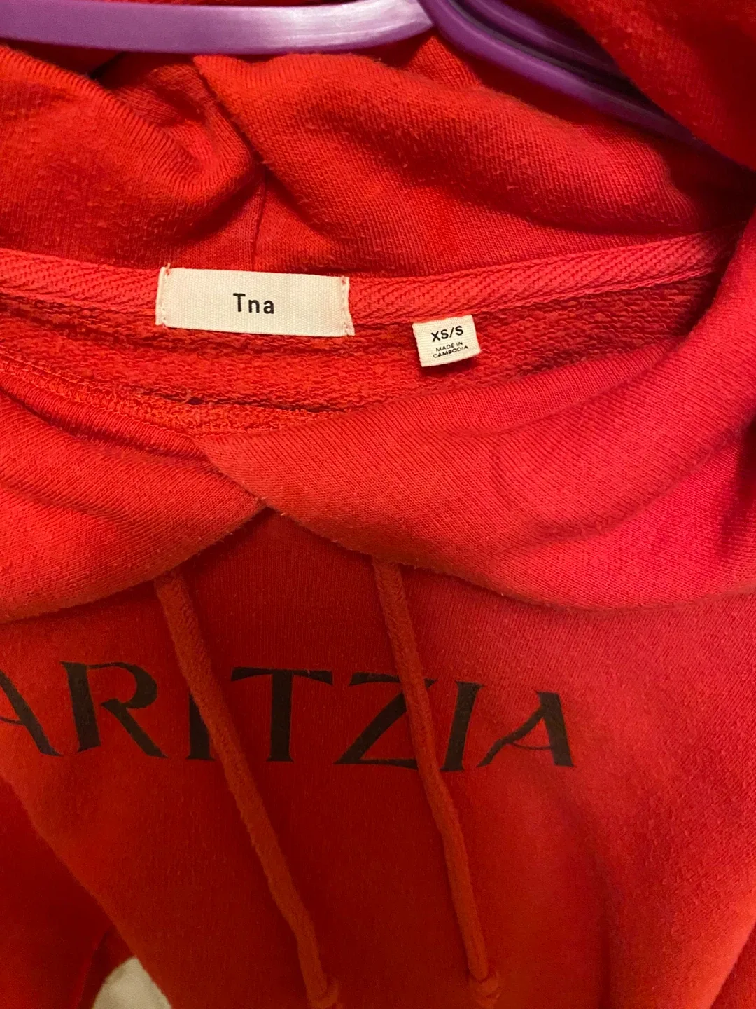 Tna Aritzia Red Cropped Hoodie - XS image indicator(3)