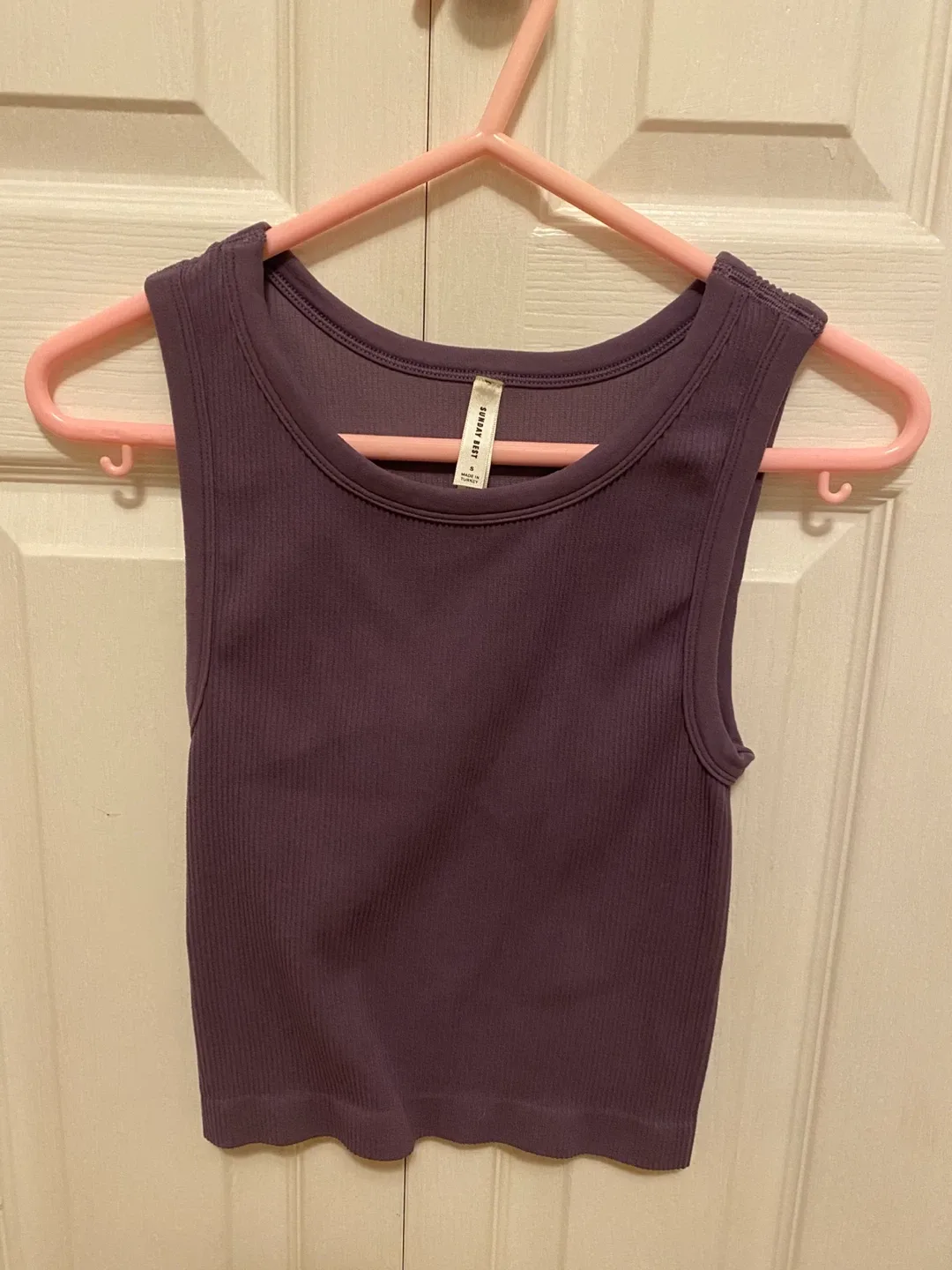 Sunday Best Purple Ribbed Tank Top - Size S thumbnail
