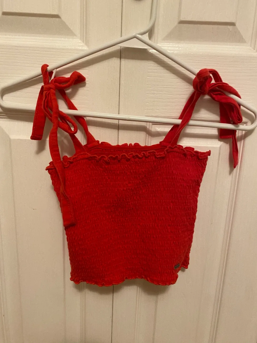 Hollister Red Smocked Tie-Strap Top - Size XS thumbnail