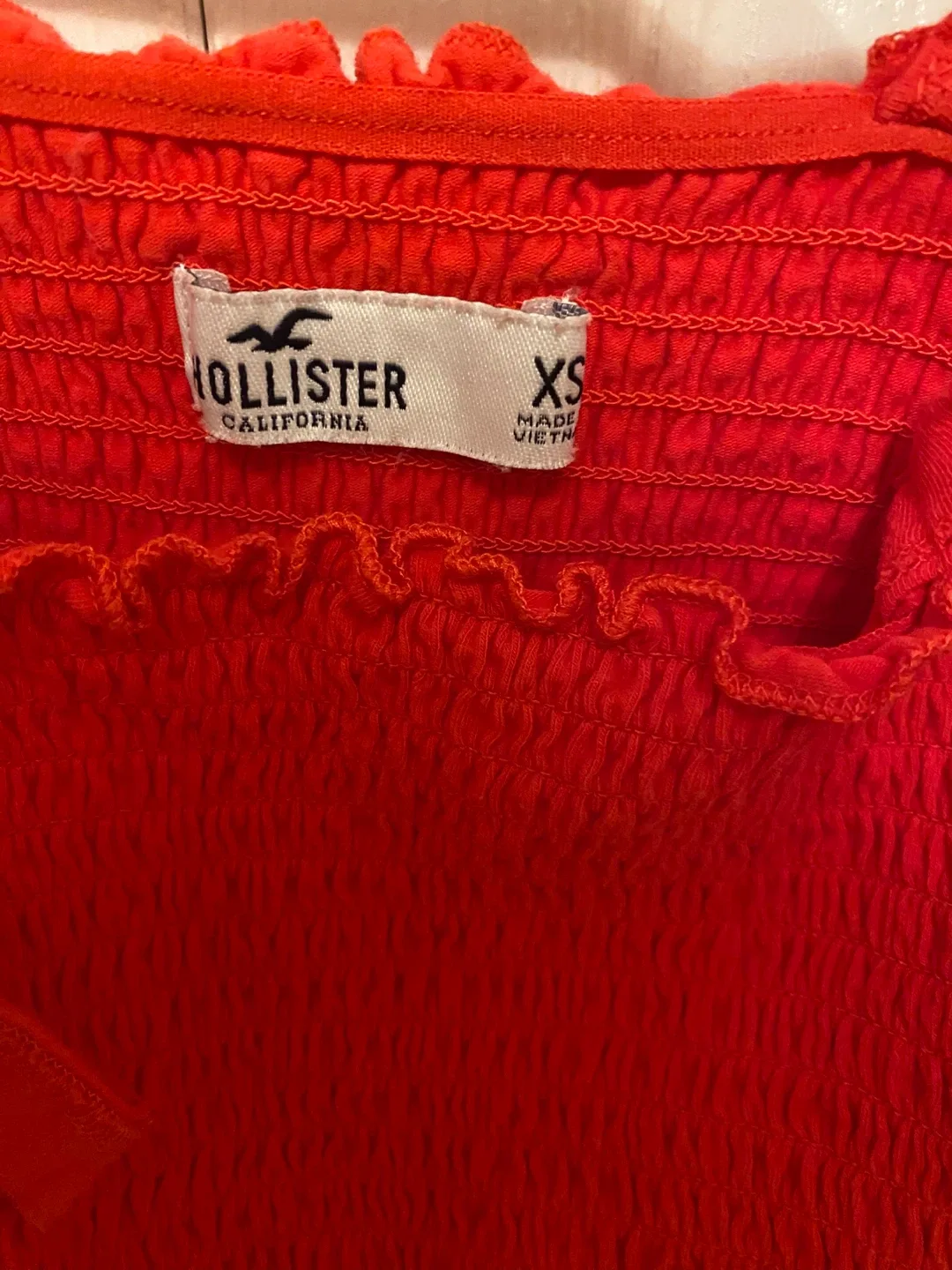 Hollister Red Smocked Tie-Strap Top - Size XS image indicator(2)