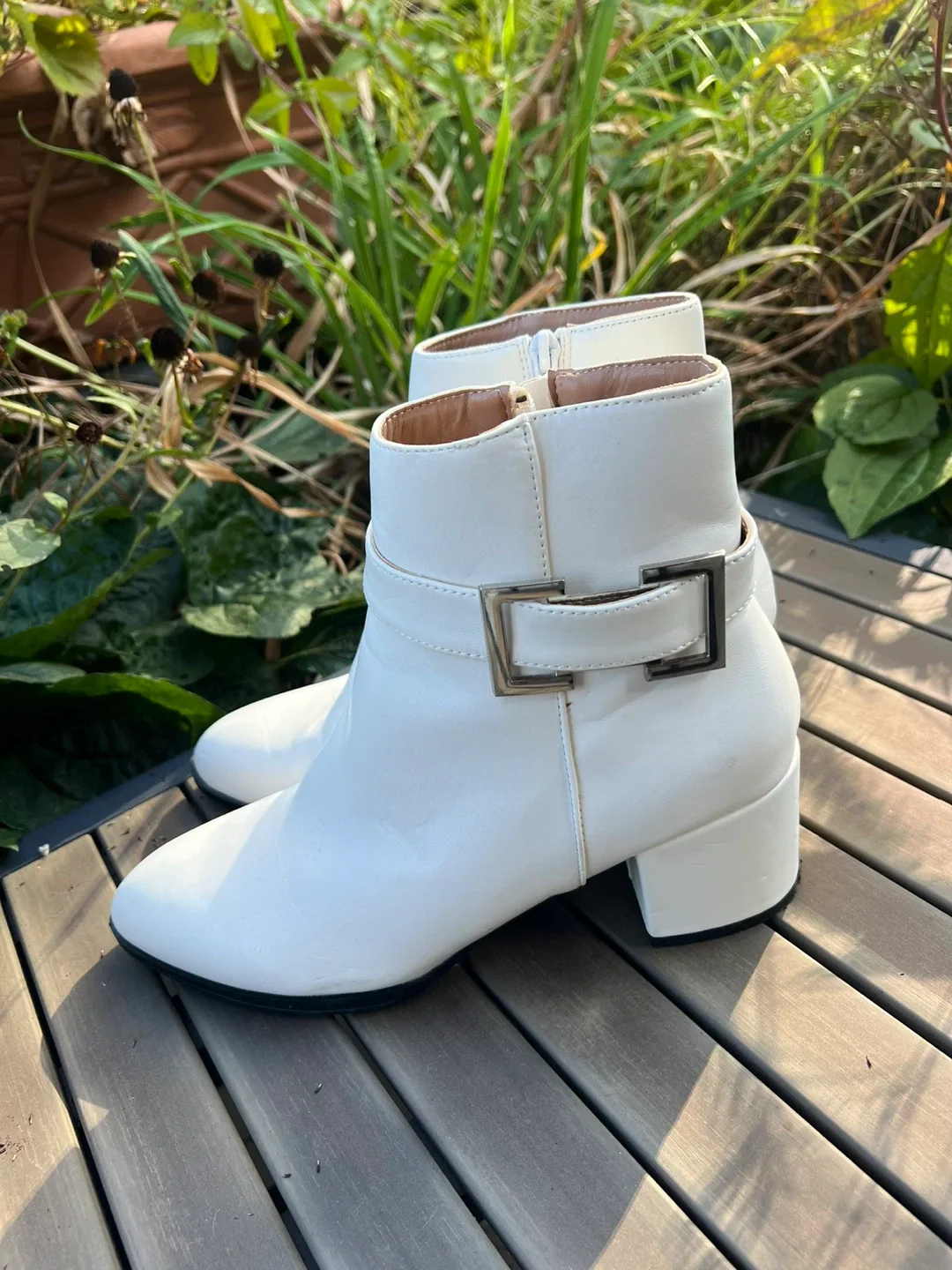 Aerosol White Ankle Boots with Buckle Detail thumbnail