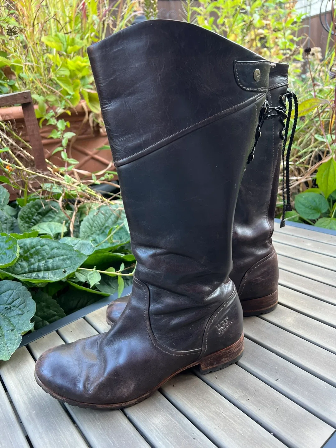 UGG Australia Brown Leather Knee High Boots thumbnail