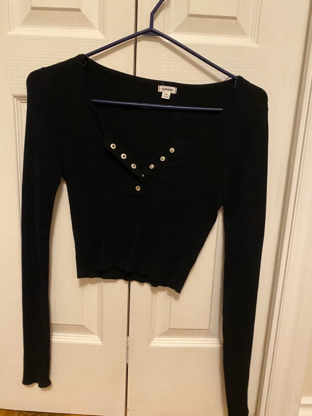 Garage Black Long Sleeve Top Size S thumbnail