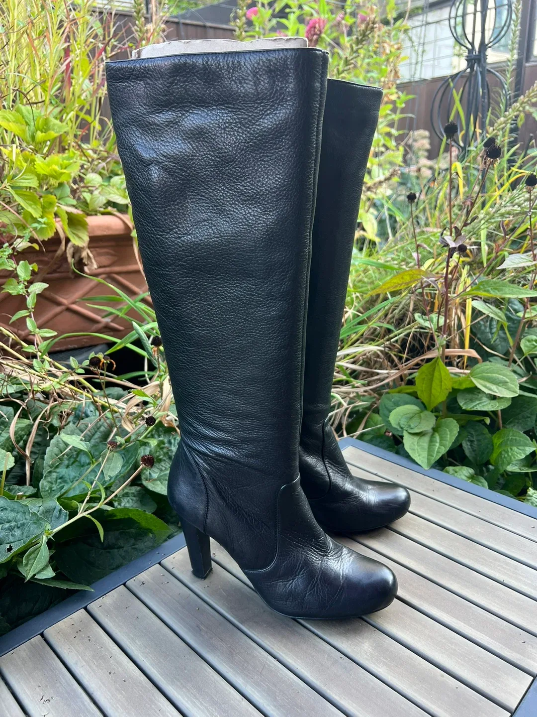 DKNY NYC Black Leather Knee High Boots - Size 9.5 thumbnail