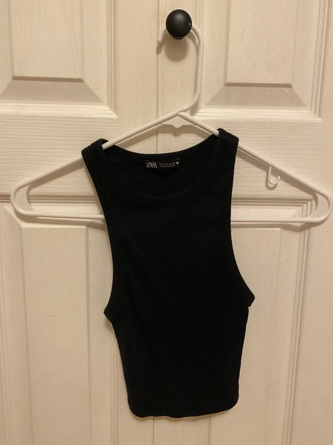 Zara Black Ribbed Tank Top - Size S thumbnail