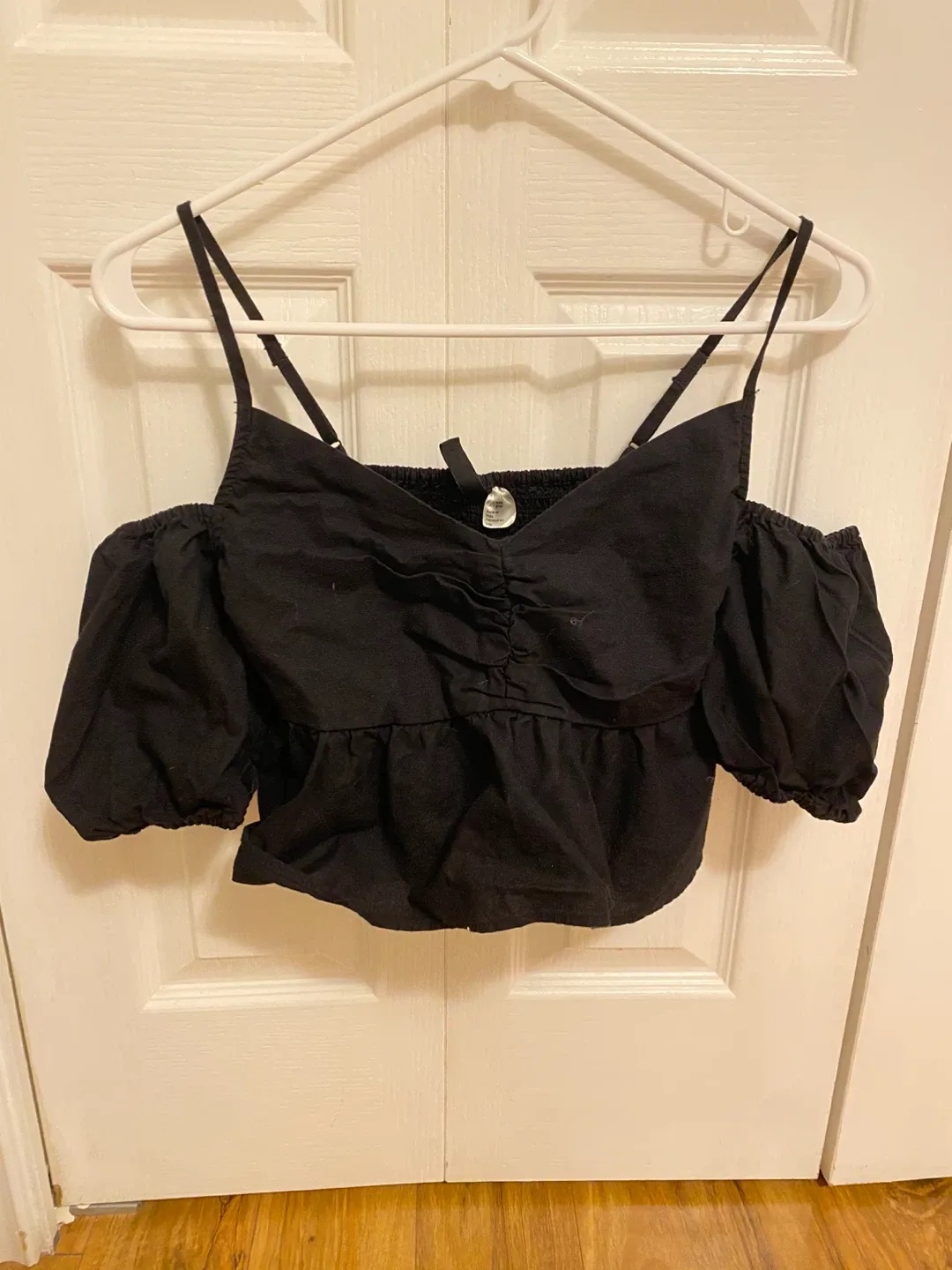 H&M Divided Black Off-Shoulder Top - Size 3XS thumbnail