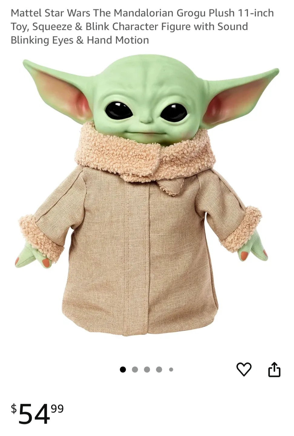 Mattel Star Wars Grogu Plush Toy thumbnail