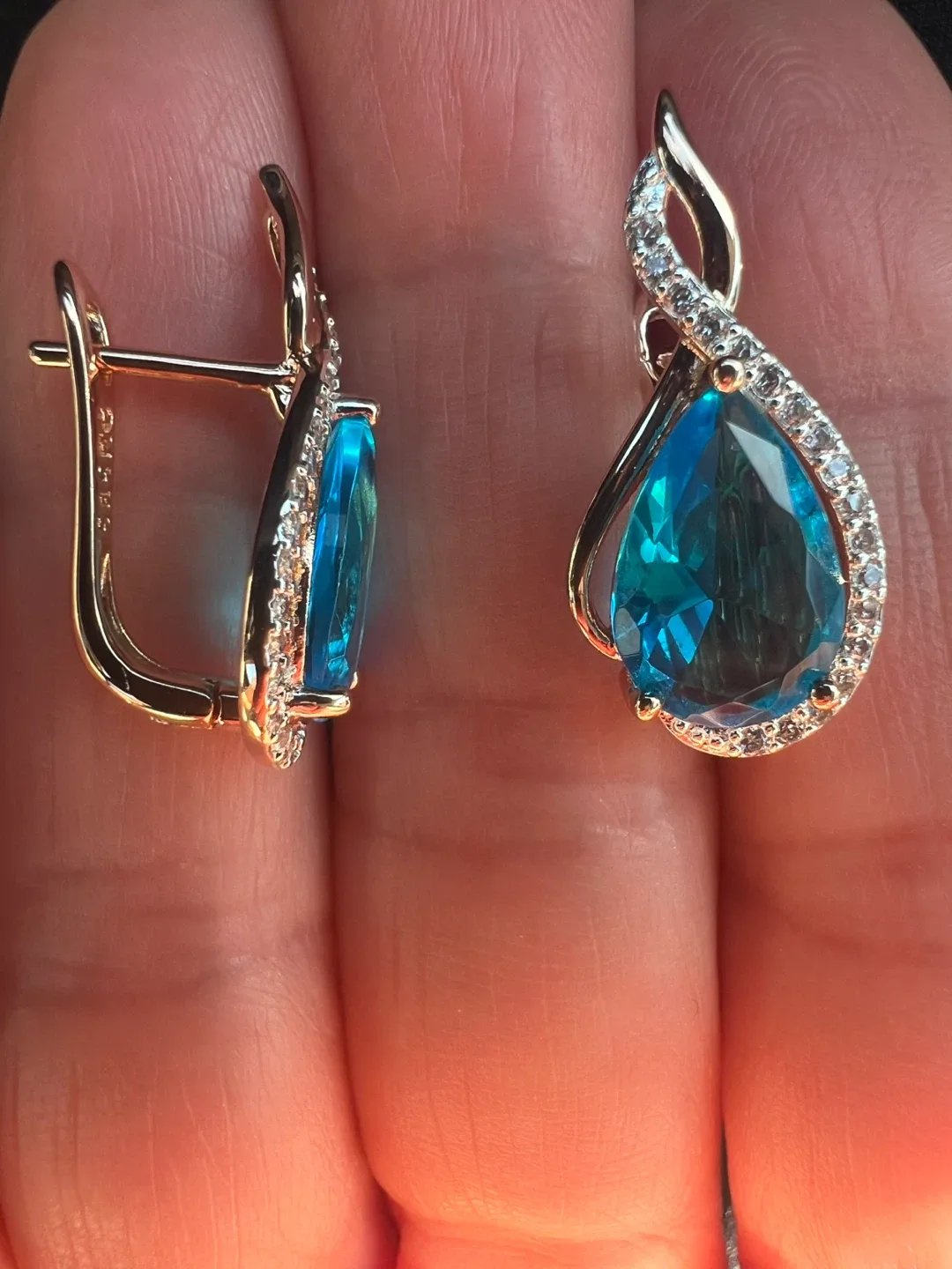 14k blue topaz earrings