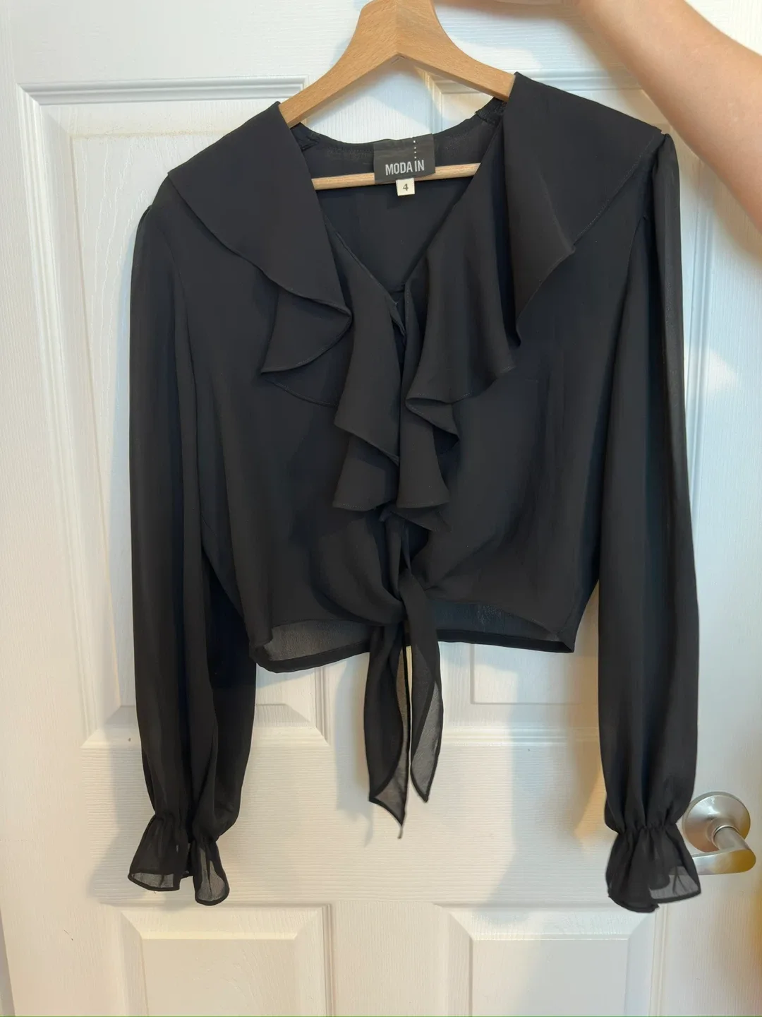 Moda In Black Ruffle Blouse - Size S thumbnail