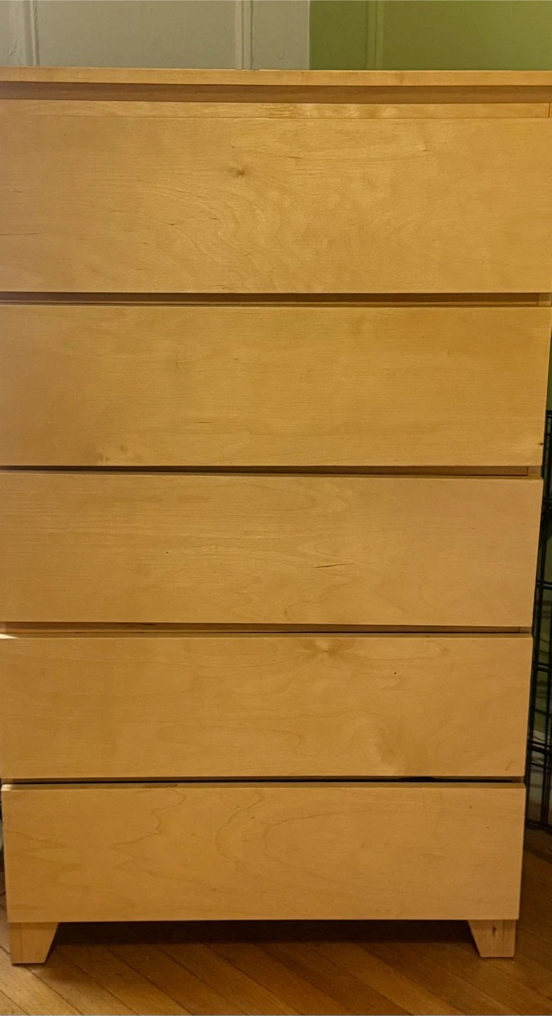 Tall Wooden 5-Drawer Dresser - photo 4
