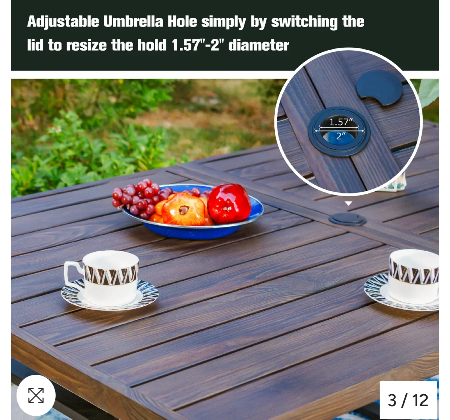 Phi Villa Patio Dining Table - Wood Grain Pattern image indicator(2)