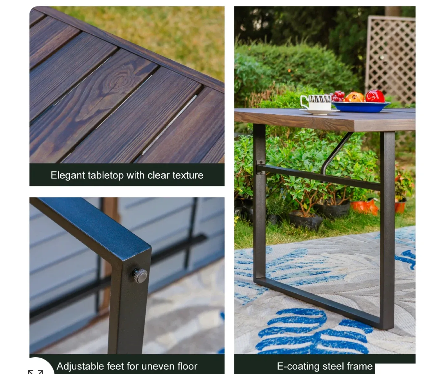 Phi Villa Patio Dining Table - Wood Grain Pattern image indicator(4)