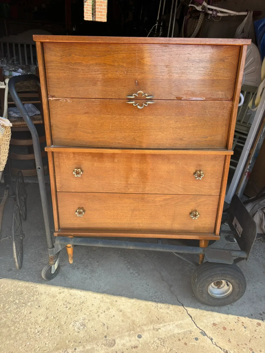 Antique wooden 4drawer with vintage brass custom designed thumbnail