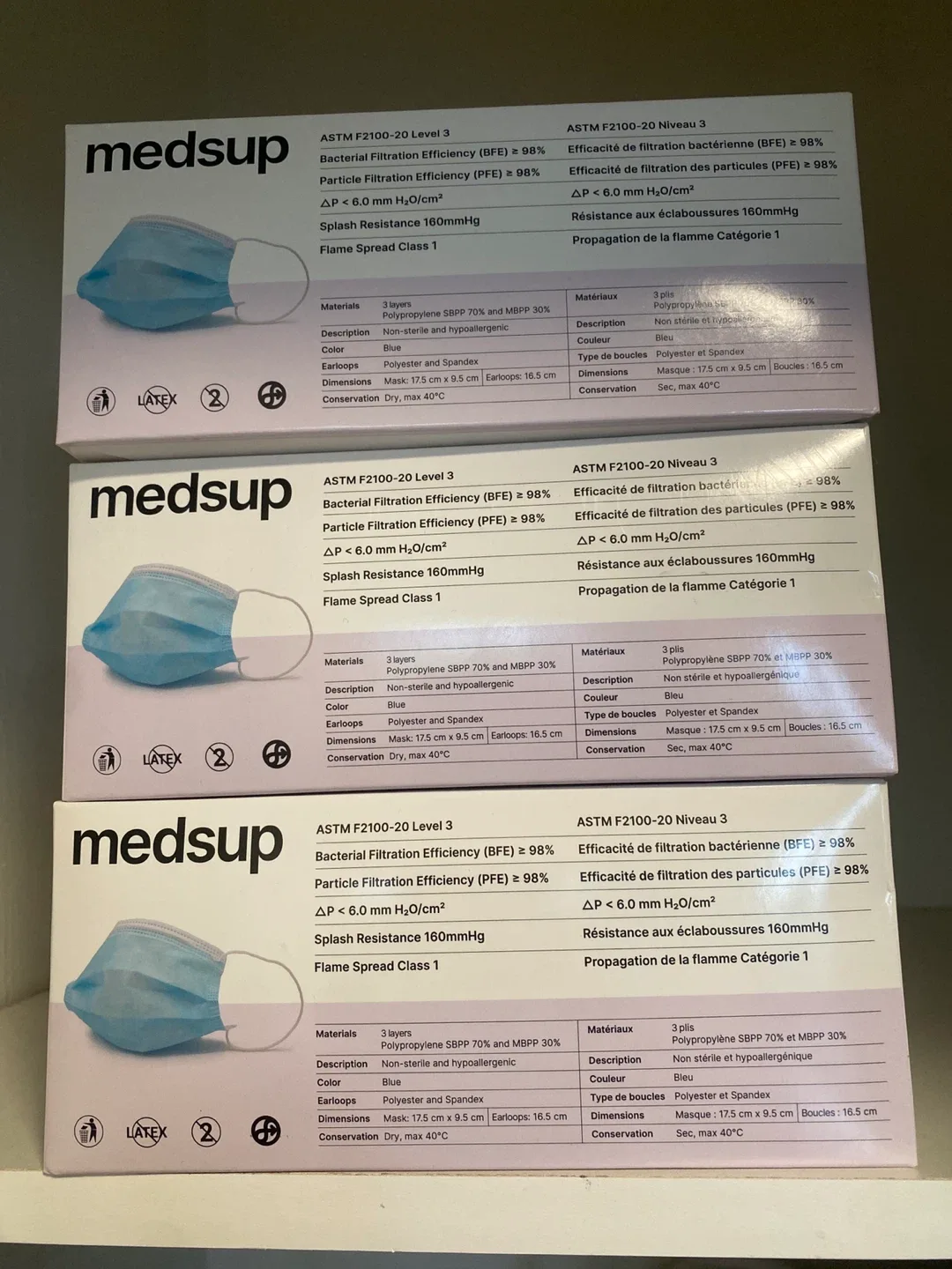 Medsup ASTM F2100-20 Level 3 Face Masks - 50 Masks thumbnail