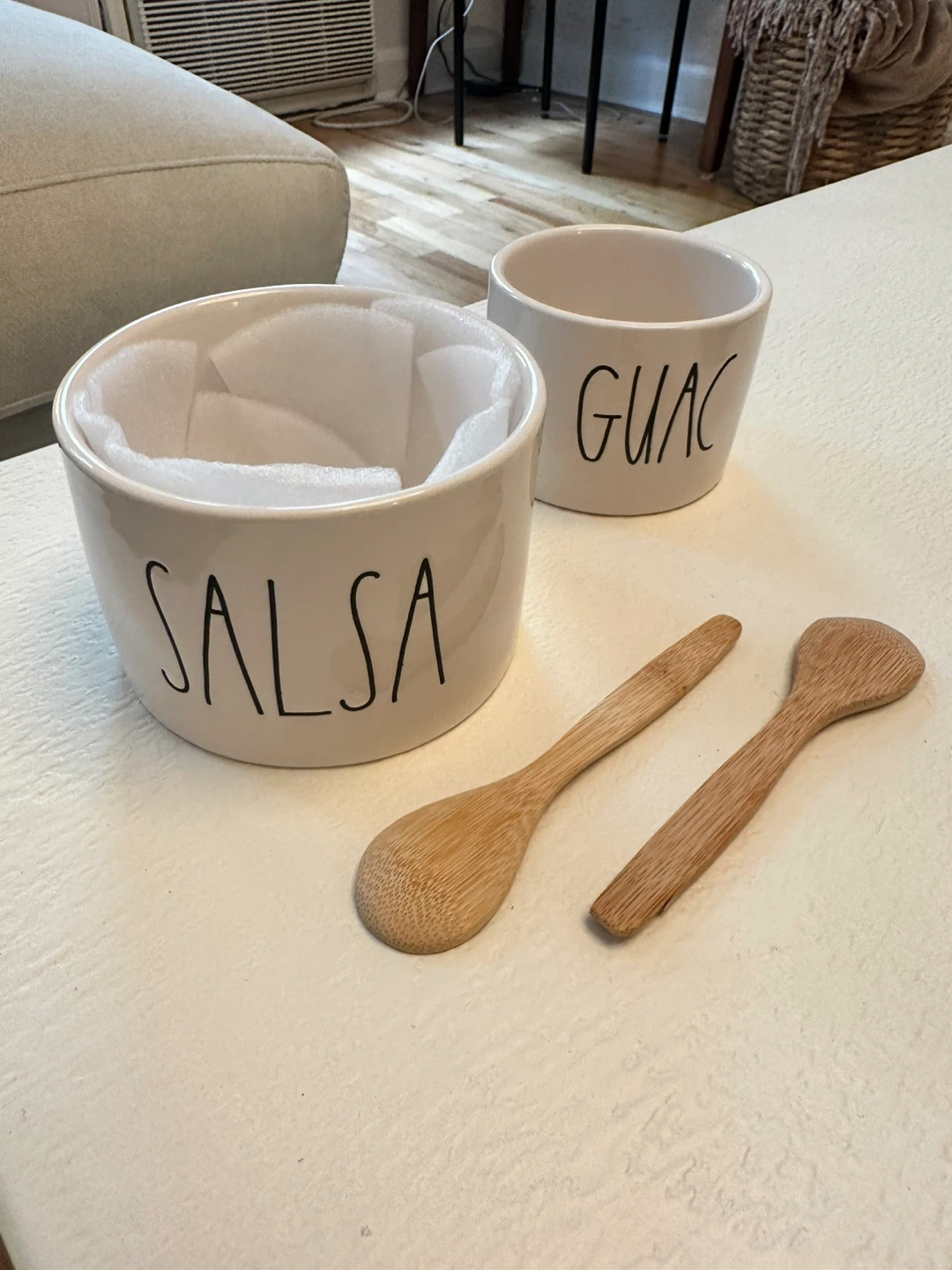 Rae Dunn Salsa & Guac Bowls with Spoons