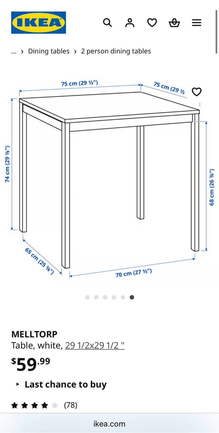 IKEA Melltorp White Table - 29 1/2x29 1/2" - photo 3