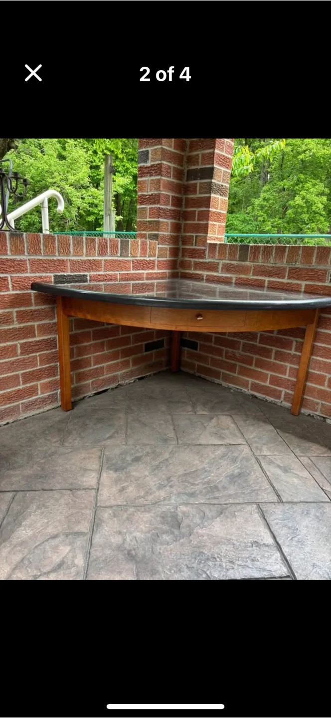 Corner Table with black Granite Top thumbnail
