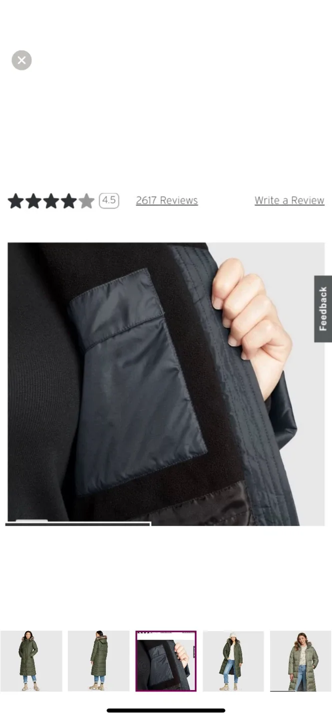 Eddie Baurer….. Down Puffer Coat, Olive Green image indicator(3)