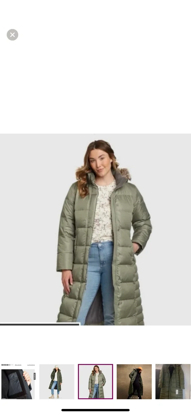 Eddie Baurer….. Down Puffer Coat, Olive Green image indicator(5)