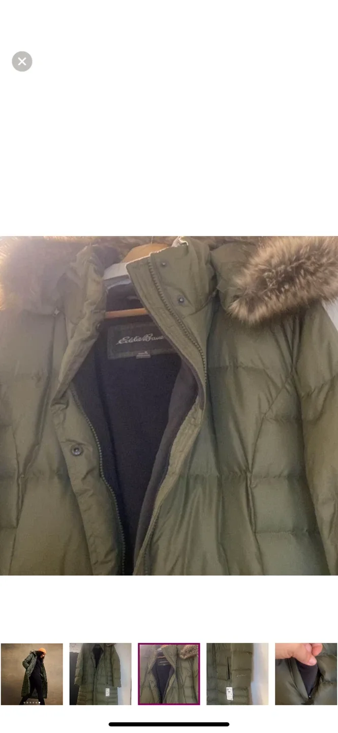 Eddie Baurer….. Down Puffer Coat, Olive Green image indicator(7)