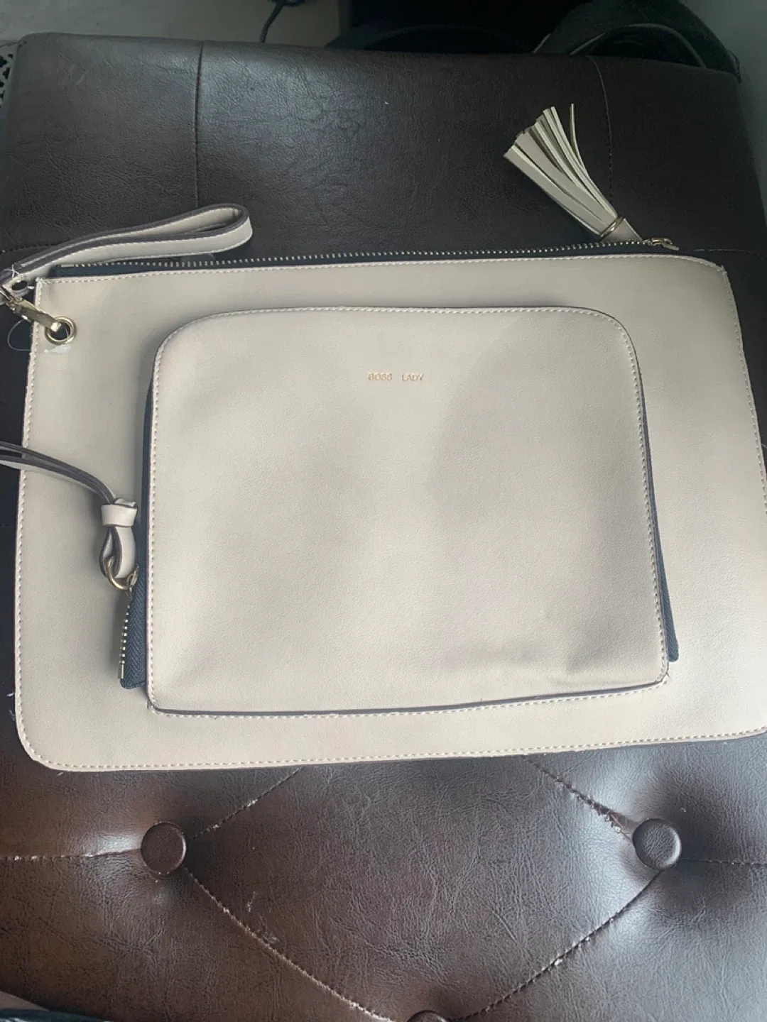 BOSS LADY Beige laptop pouch thumbnail