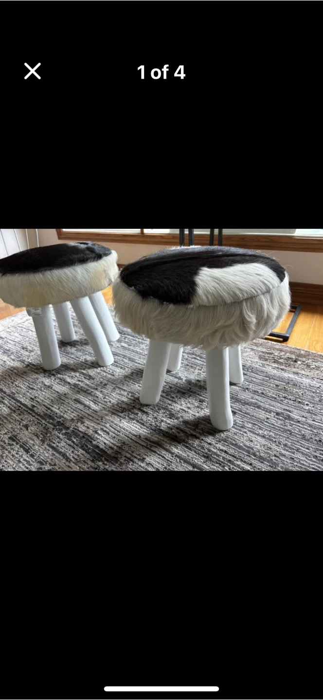 Cowhide Stools - Set of 2