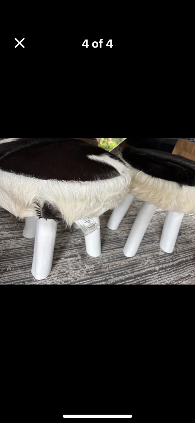 Cowhide Stools - Set of 2 - photo 2