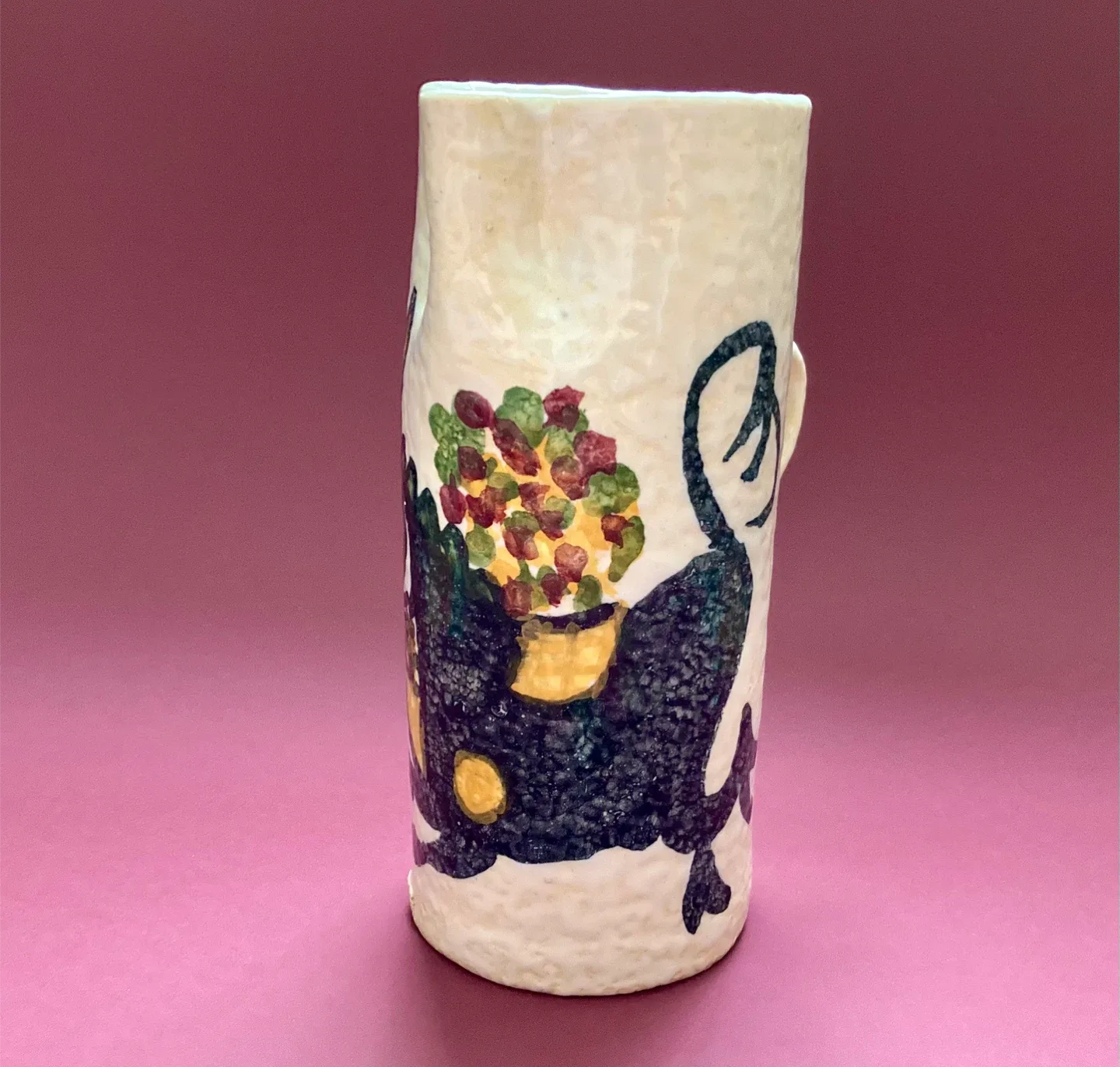 Vintage MCM Pitcher with painted donkey image indicator(2)