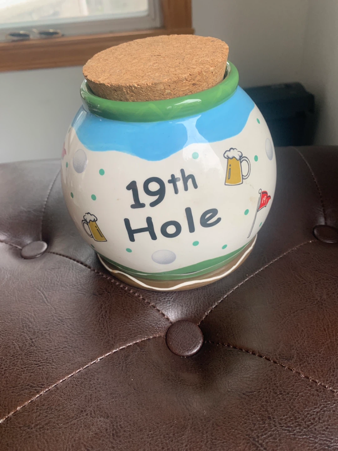 19th Hole Ceramic Jar with Cork Lid