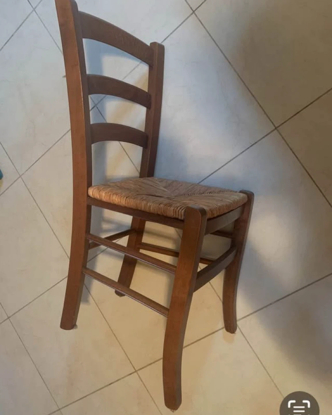 2Wooden Chairs with Woven Seat