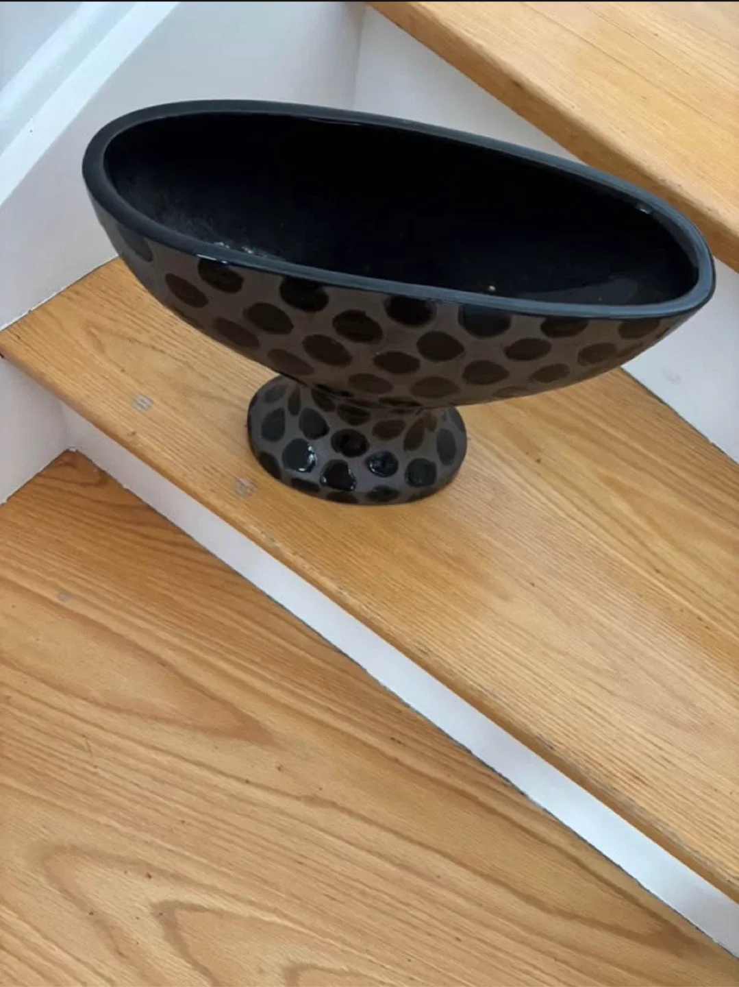 Decorative Footed Bowl - Black Polka Dot Pattern image indicator(4)