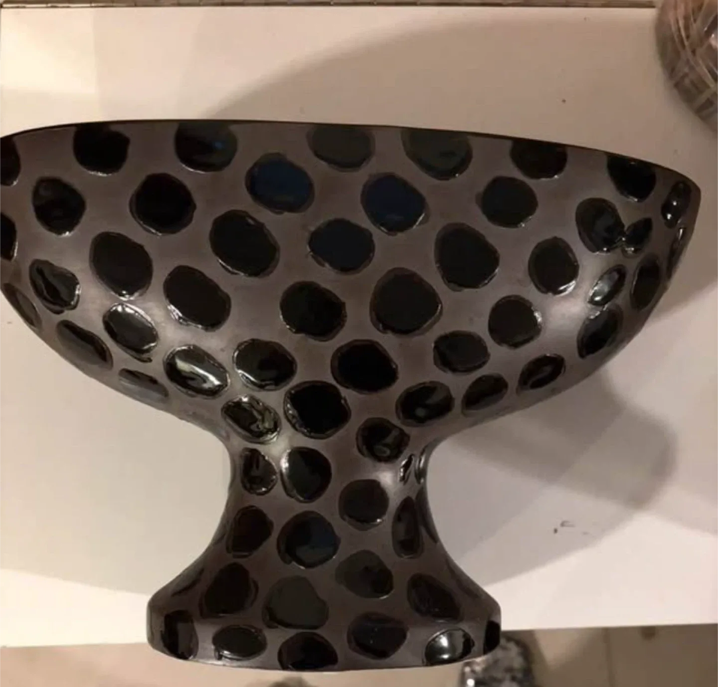 Decorative Footed Bowl - Black Polka Dot Pattern image indicator(3)