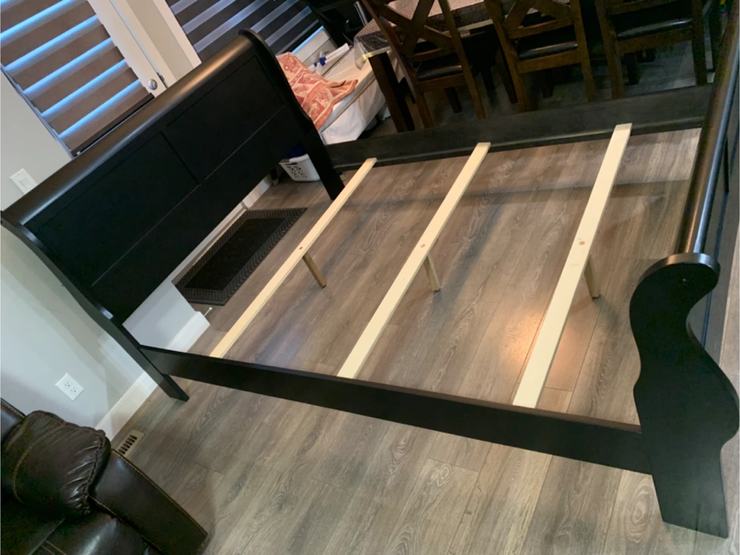 Black Sleigh queen Bed Frame