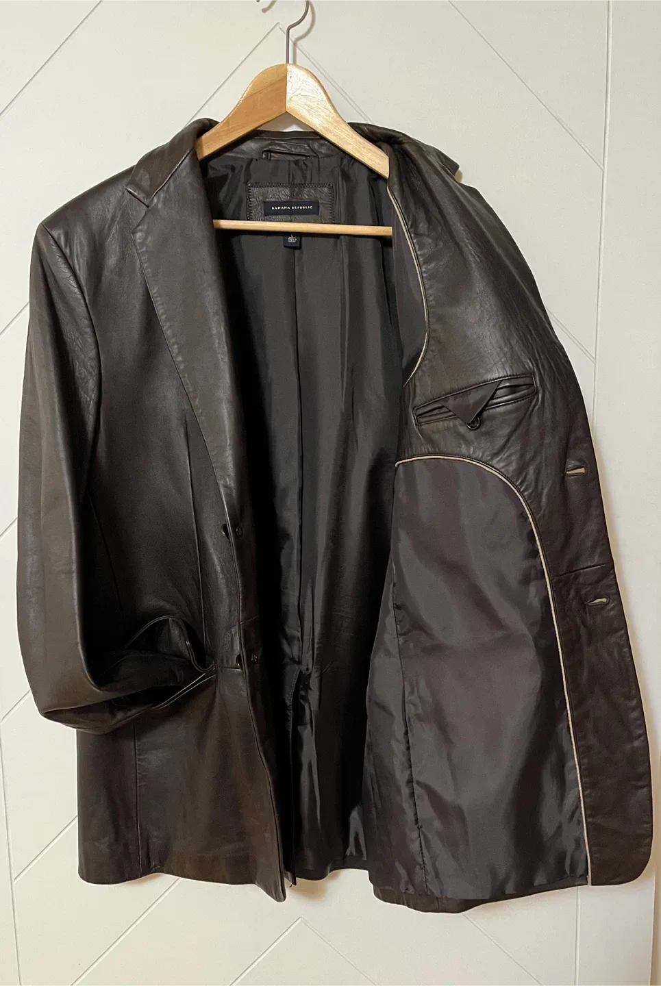 Banana Republic Leather Blazer Jacket Men Size L image indicator(2)