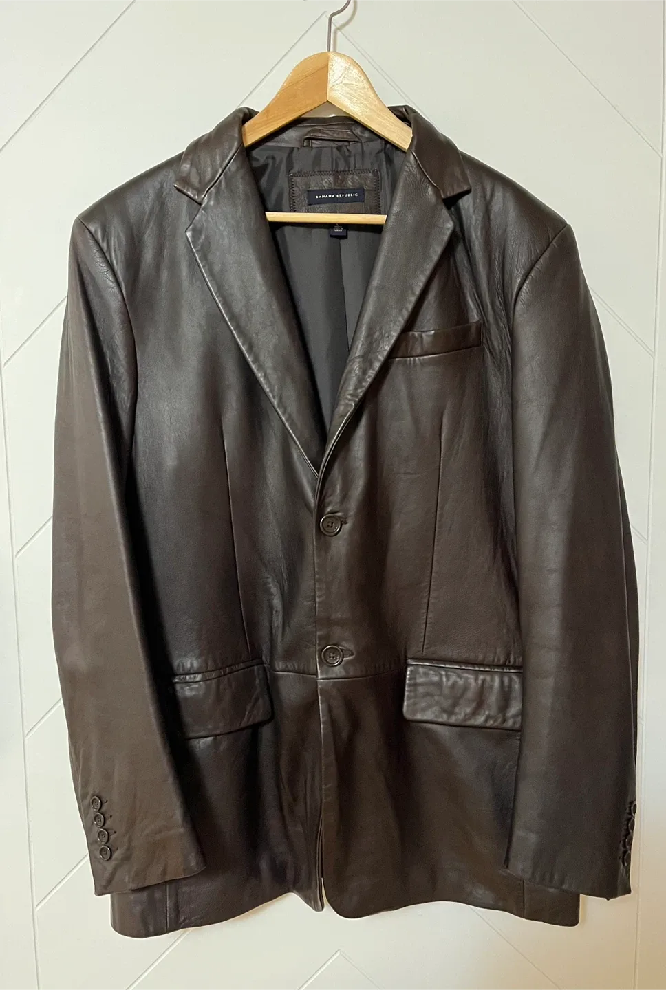 Banana Republic Leather Blazer Jacket Men Size L image indicator(4)