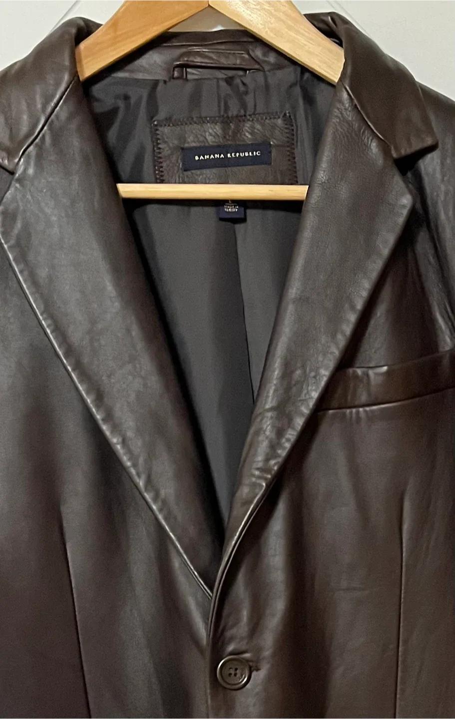 Banana Republic Leather Blazer Jacket Men Size L image indicator(7)