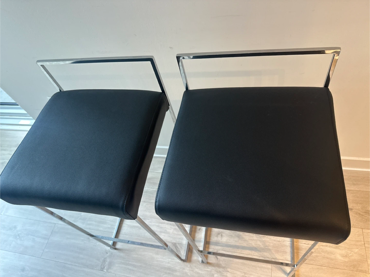 Set of 2 Black & Silver Bar Stools - photo 3