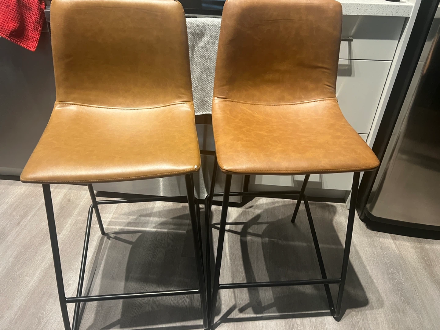 Two Cognac Counter Stools - photo 3