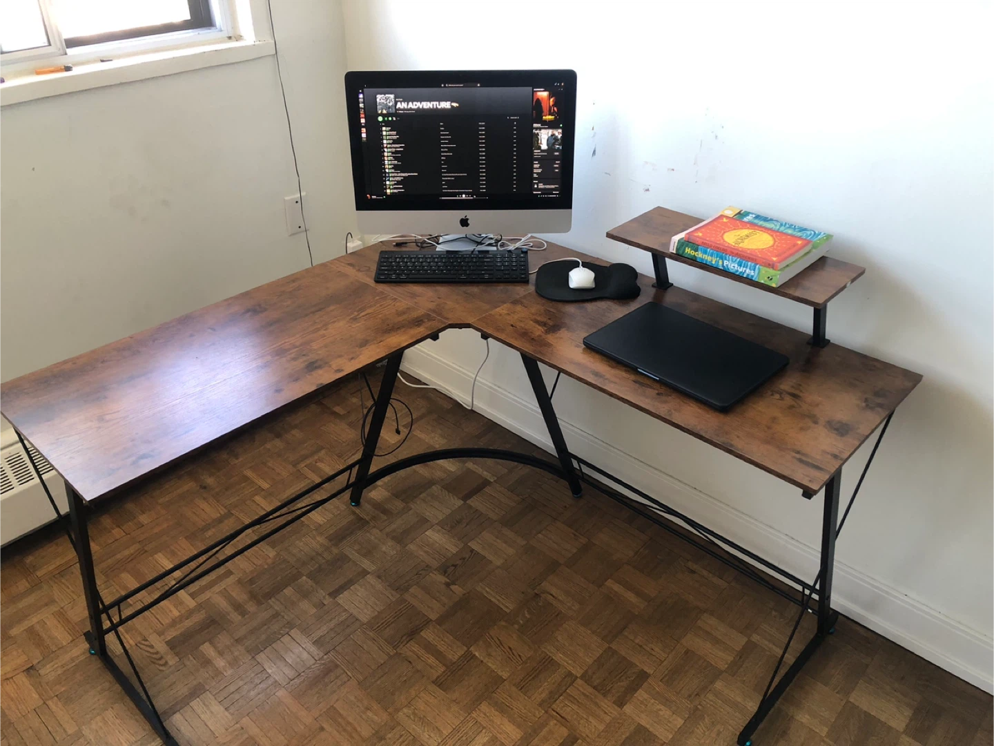 L-Shaped Corner Desk with Shelf - photo 2