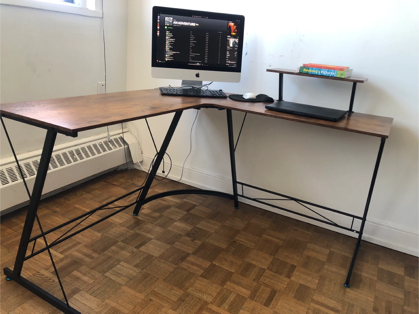 L-Shaped Corner Desk with Shelf
