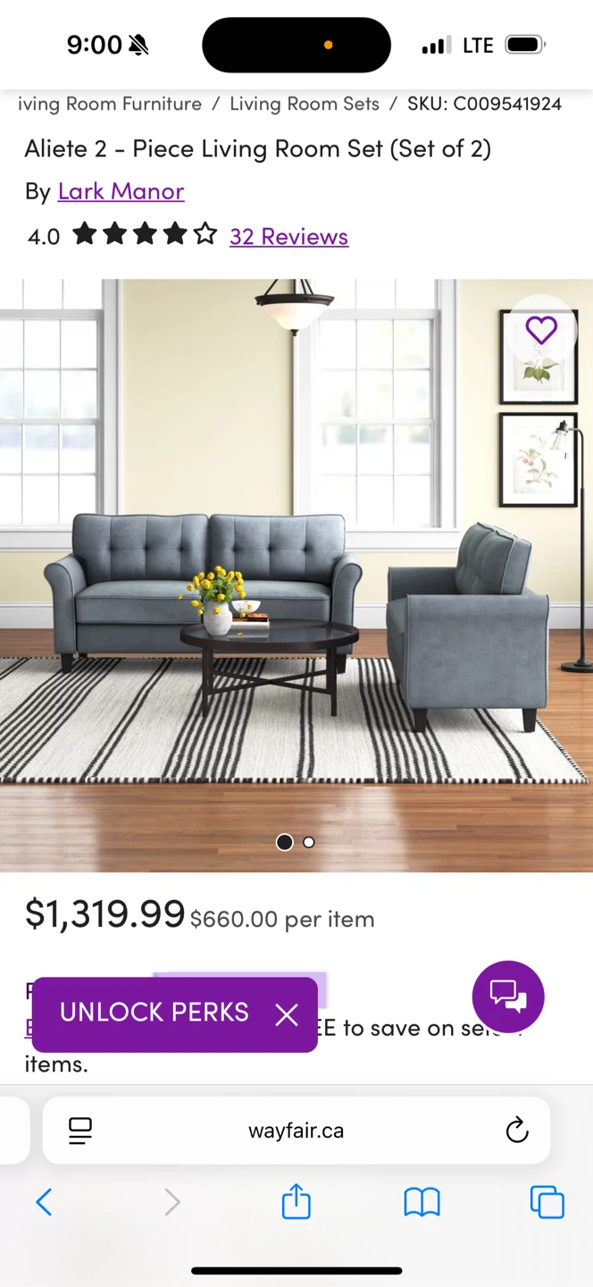 Lark Manor Aliete 2-Piece Living Room Set