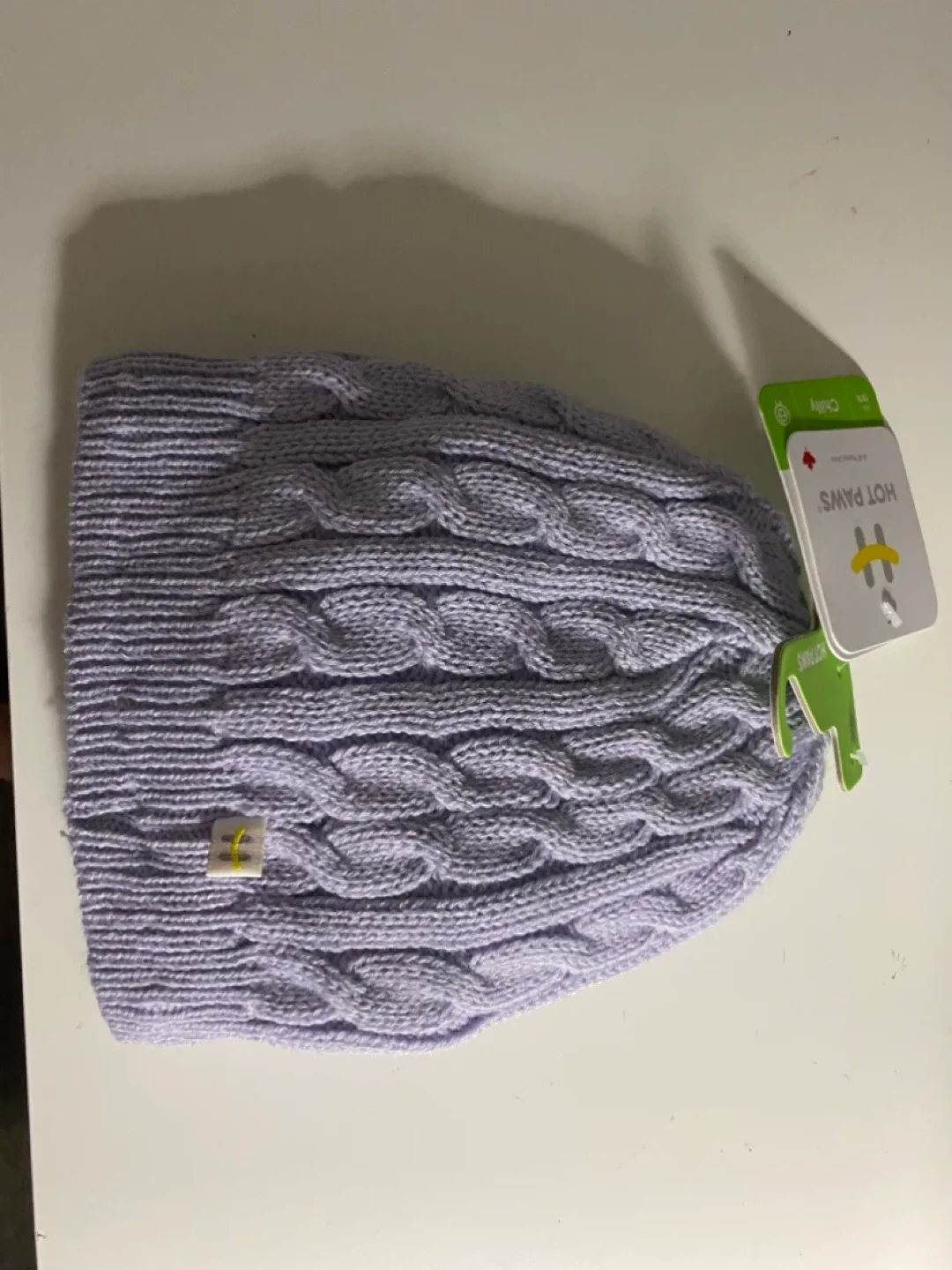 Kids Hot Paws Lilac Cable Knit Hat Toque - New with Tags! thumbnail