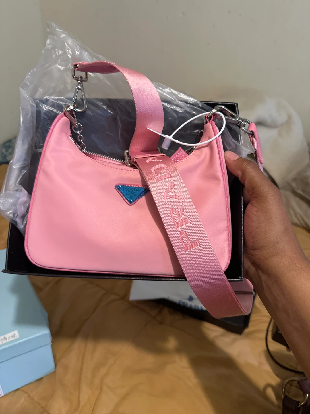 Prada Re-Edition 2005 Pink Nylon Bag - New