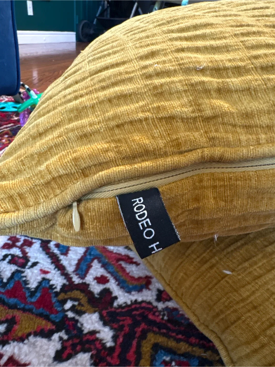 Pair of mustard yellow Pillows (down) excellent condition image indicator(4)