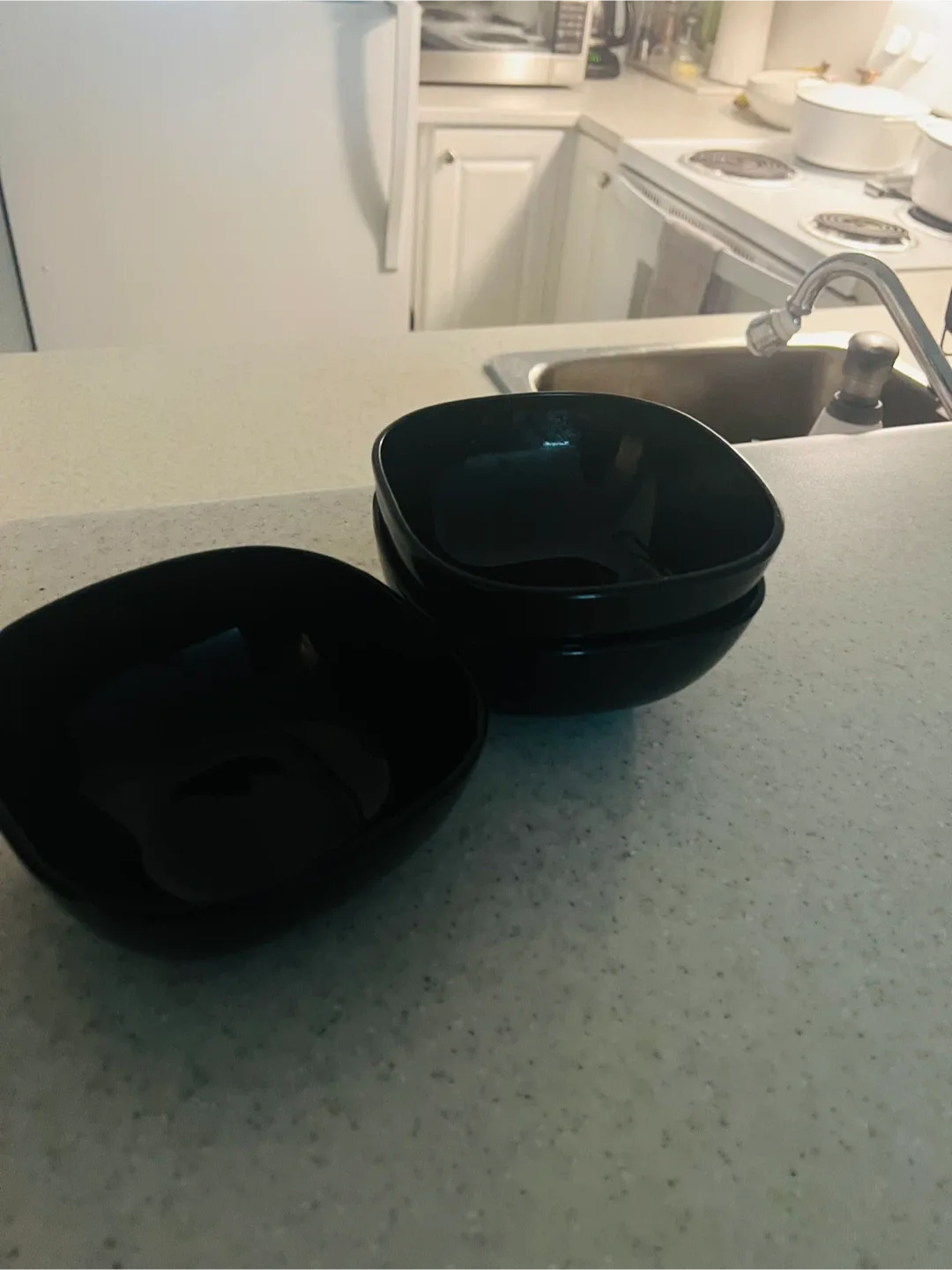 Set of 3 Black Square Bowls thumbnail