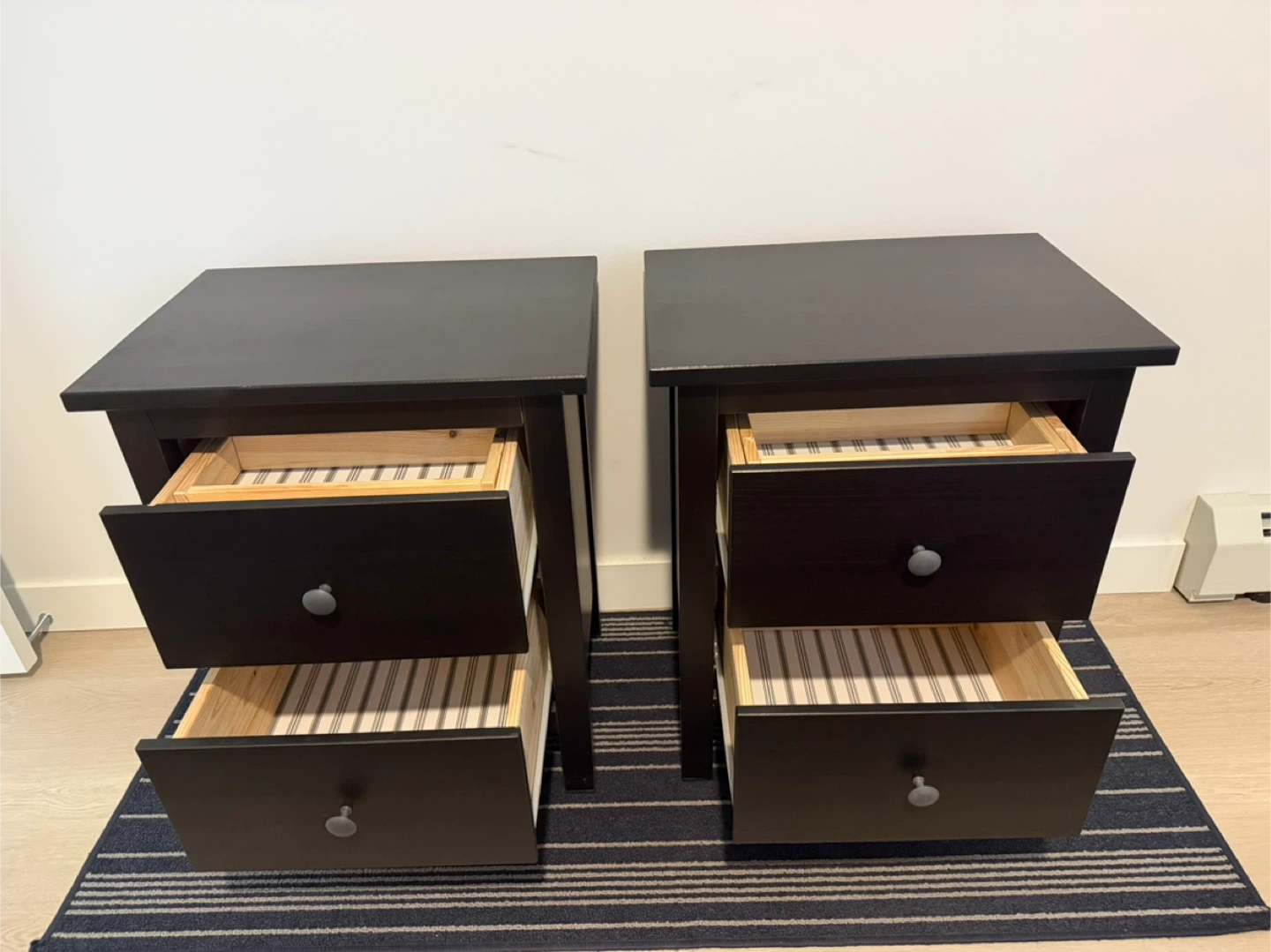 Pair of Black 2-Drawer Nightstands - photo 2