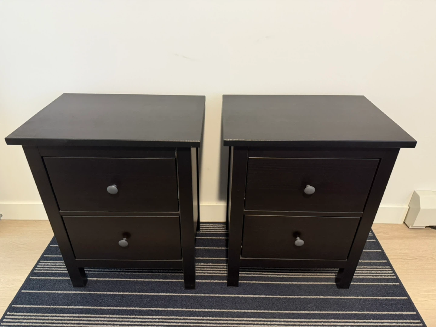 Pair of Black 2-Drawer Nightstands